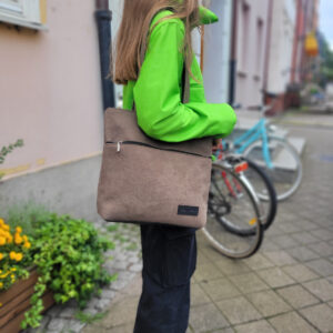 Średnia torba shopper Ania Zip wodoodporny kolor ziemi