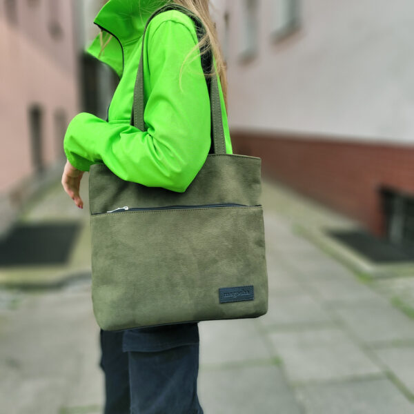 Średnia torba shopper Ania Zip wodoodporny zielony 1