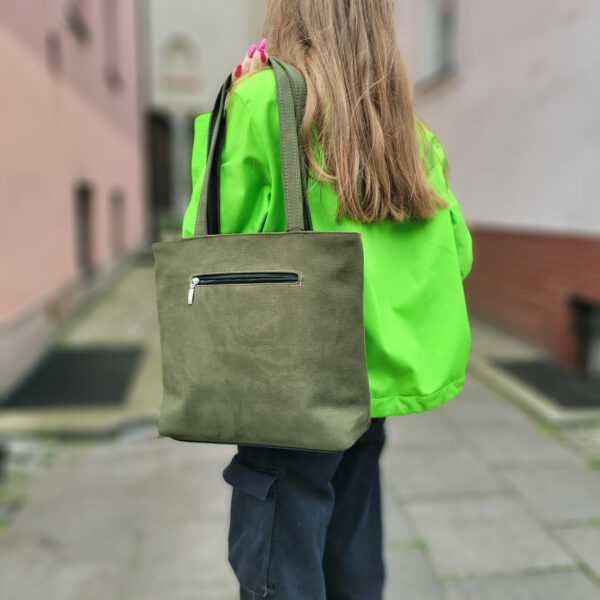 Średnia torba shopper Ania Zip wodoodporny zielony